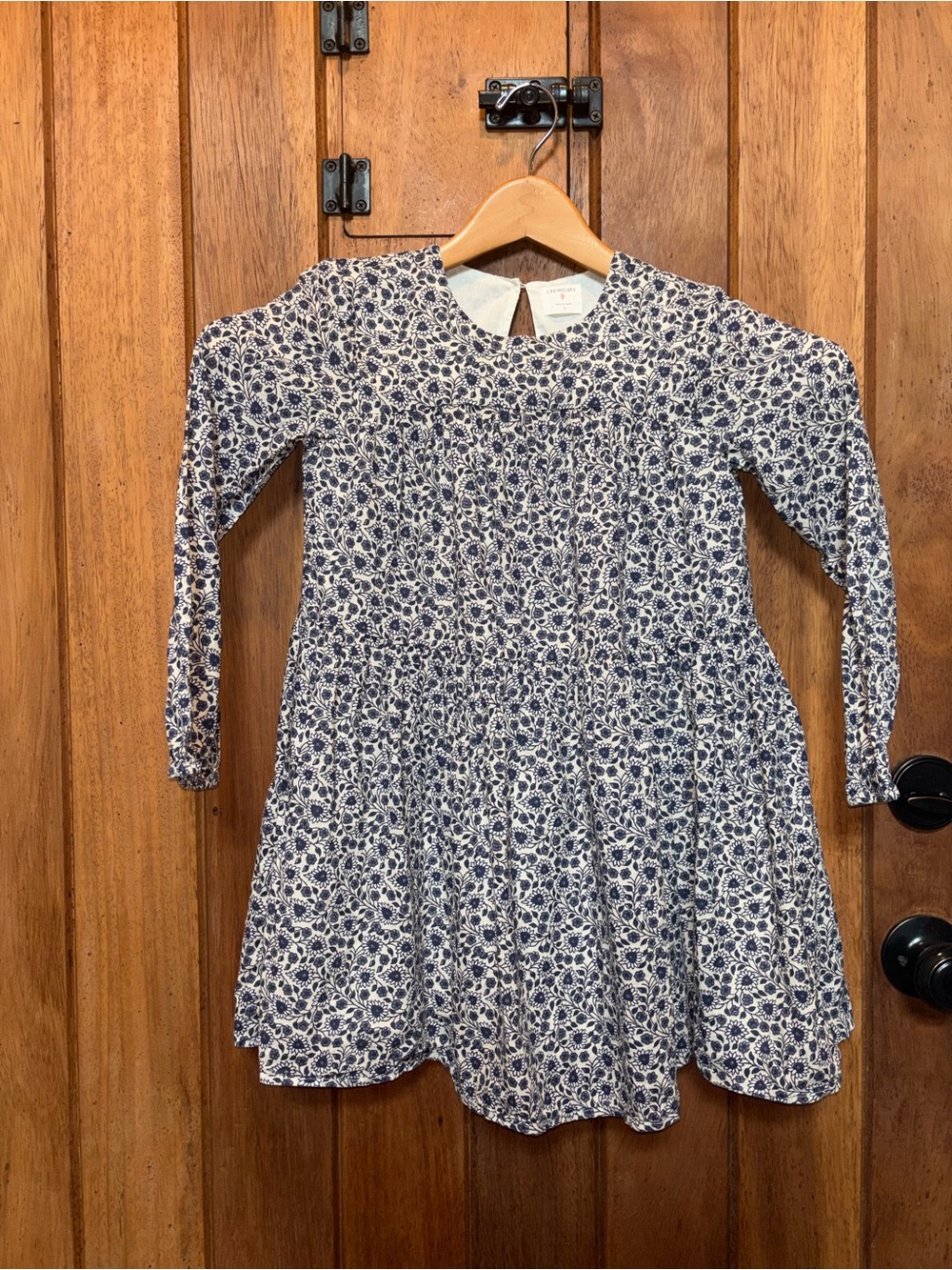 Crewcuts Girls Navy and White Floral Long-Sleeve Dress